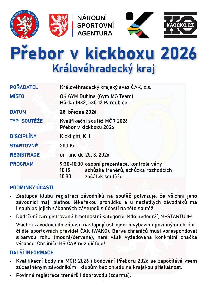Přebor v kickboxu 2026 – 4. kolo (KL, K-1) – Královéhradecký KS
