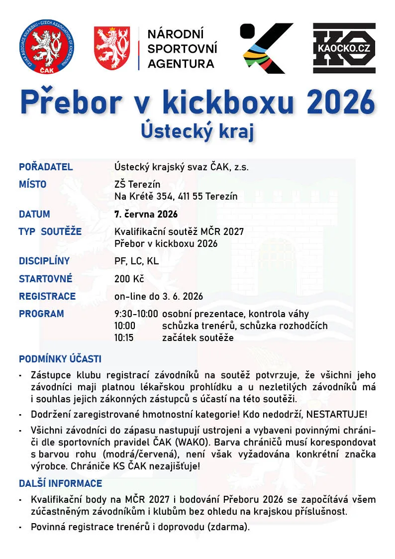 Přebor v kickboxu 2026 – 7. kolo (PF, LC, KL) – Ústecký KS