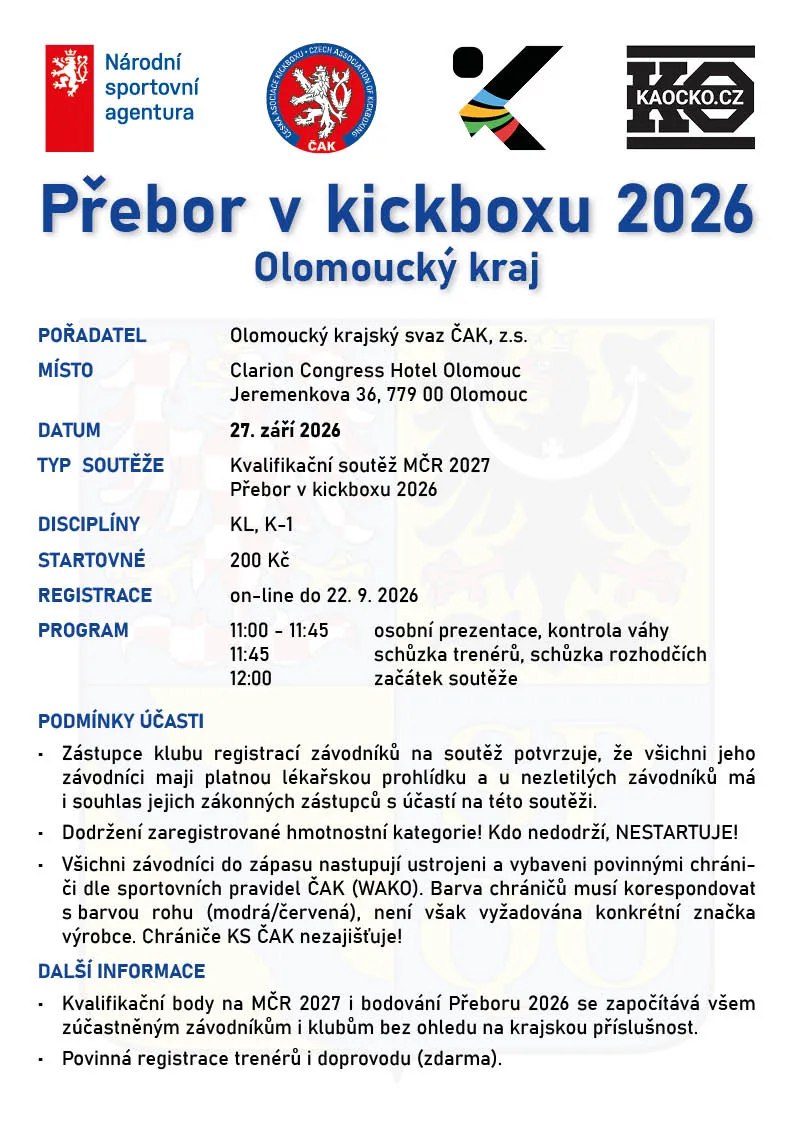 Přebor v kickboxu 2026 – 11. kolo (KL, K-1) – Olomoucký KS