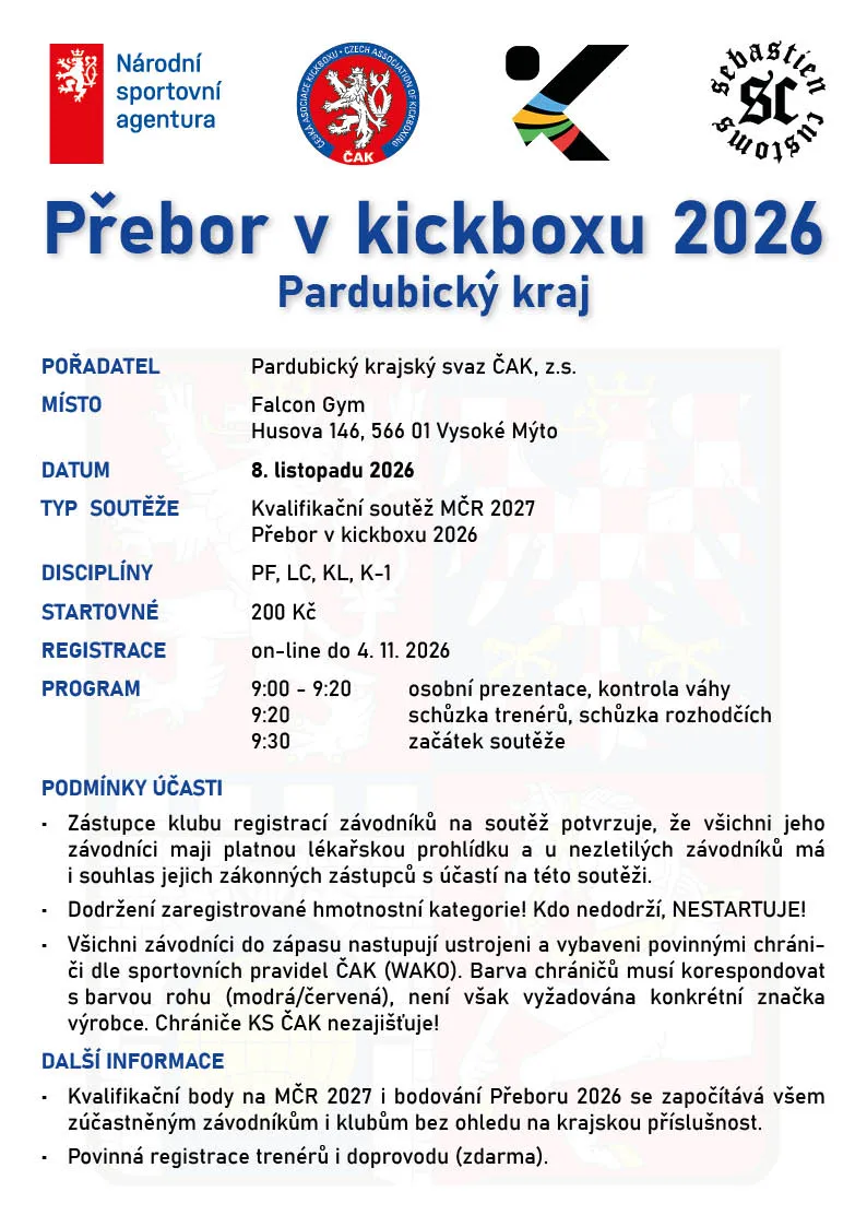 Přebor v kickboxu 2026 – 13. kolo (PF, LC, KL, K-1) – Pardubický KS